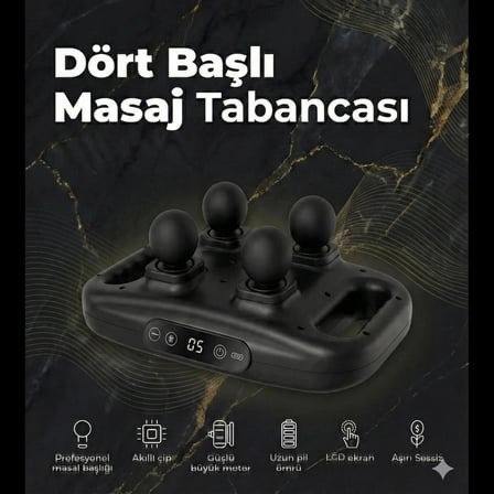 4 Başlıklı Masaj Tabancası Ergonomik Derin Doku Sırt ve Boyun Masaj Aleti Ağrı ve Sızı Giderici