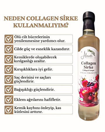Collagen (Kolajen) Sirke Doğal Fermantasyon 500 ml - Katkısız İçilebilir - Tip 1-3