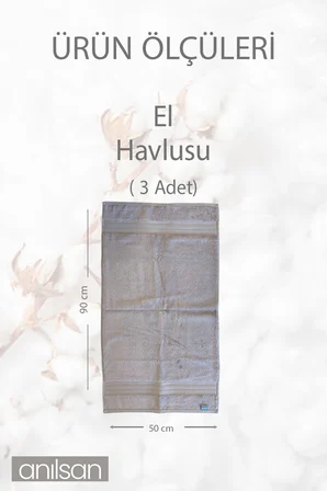 3'lü Kahverengi Süper Soft Bordürlü El Havlusu - 50x90 Cm, 250 Gr, %100 Pamuk, Spa Ve Otel Havlusu