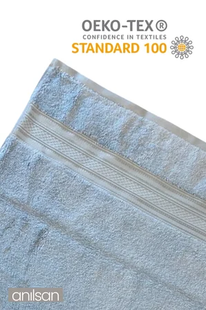 3'lü Mavi Süper Soft Bordürlü El Havlusu - 50x90 Cm, 250 Gr, %100 Pamuk, Spa Ve Otel Havlusu