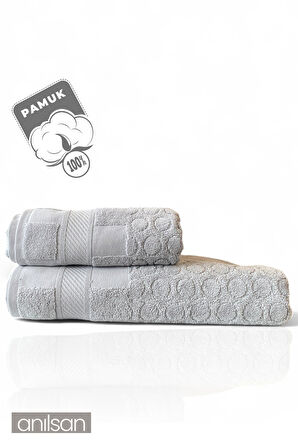 2'li Veta Havlu Seti %100 Pamuk - 1 Adet El Havlusu 50x90 Ve 1 Adet Banyo Havlusu 70x140