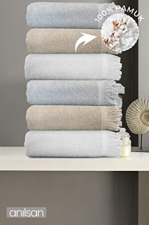 6'lı Jelena Banyo Havlusu - 70x140 Cm, 490Gr, %100 Pamuk, Spa Ve Otel Havlusu, Günlük Kullanıma Uygun