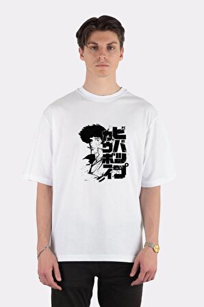 Unisex Beyaz Oversize T-shirt 060 Spike Blk Jap