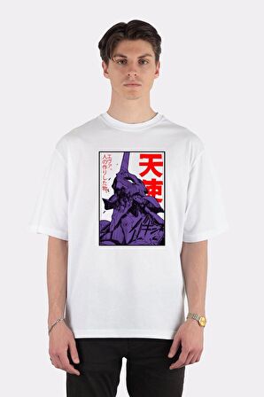 Unisex Beyaz Oversize T-shirt Eva 01 Evangelion