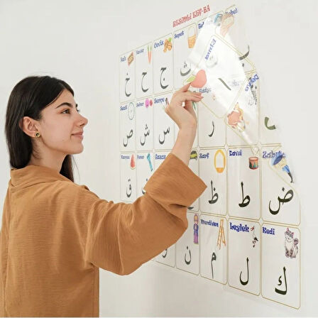  100x150 cm Statik Kağıt Elif-Ba Öğrenme Tahtası