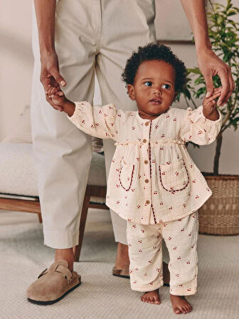 Next Baby Bebek Dokuma Uzun Kollu Üst ve Pantolon 2 Parça Set