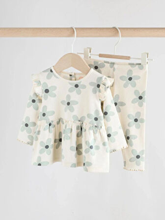 Next Baby Bebek Uzun Kollu Fırfırlı Üst ve Tayt Takımı (