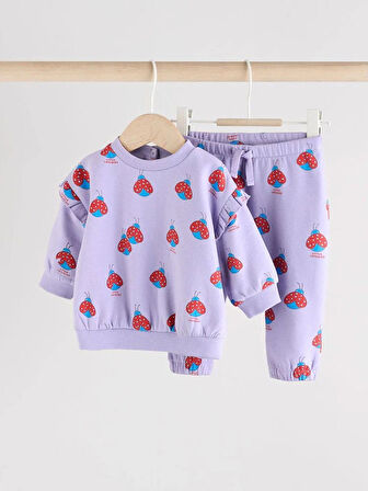 Next Baby Mor Uğur Böceği Bebek Kazak ve Eşofman Takımı 2 Parça