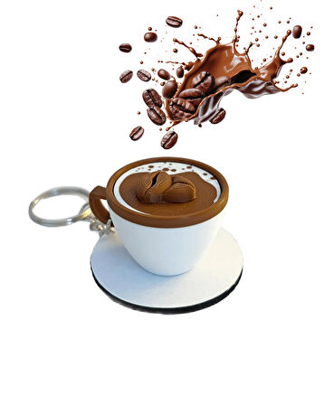 Çekirdek Kahve Fincanı Latte Çanta Charm Barista Aksesuarı Kahve Severlere Özel Tasarım Anahtarlık