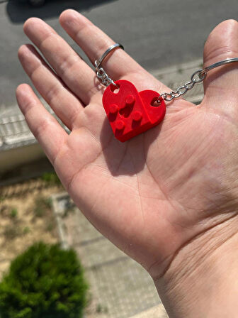 Lego Kalp Figür Sevgili Çift Tasarım Anahtarlık - Sevgiliye Özel Hediye