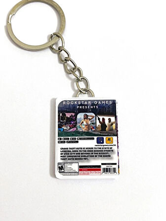Gta 6 Grand Theft Auto VI PS5 Minyatür Oyun Kutusu Anahtarlık
