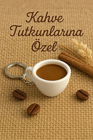 Kahve Fincanı Latte Çanta Charm Barista Aksesuarı Kahve Severler İçin Özel Tasarım Anahtarlık