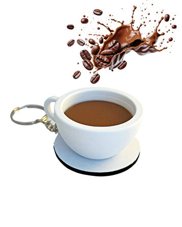 Kahve Fincanı Latte Çanta Charm Barista Aksesuarı Kahve Severler İçin Özel Tasarım Anahtarlık