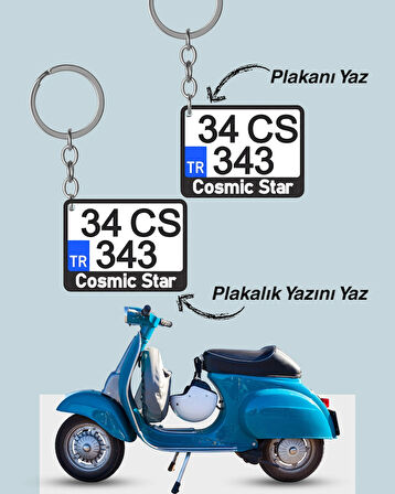 Kişiye Özel İsimli Motor Plaka Anahtarlık Çanta Süsü Sevgiliye Hediye Çiftli Set (2 adet)