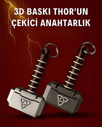 Thor’un Çekici Mjolnir Marvel Temalı Anahtarlık – Özel Tasarım Hediyelik | 3D Baskı Koleksiyon Ürünü