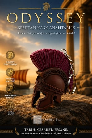 The Odyssey Film Spartan Kask Anahtarlık – Antik Yunan Savaşçı Miğferi Tasarımlı Koleksiyonluk Hediyelik Anahtarlık Çanta Süsü Charm