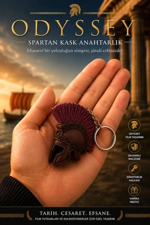 The Odyssey Film Spartan Kask Anahtarlık – Antik Yunan Savaşçı Miğferi Tasarımlı Koleksiyonluk Hediyelik Anahtarlık Çanta Süsü Charm