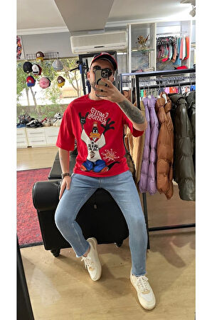 Daffy Cartoon Baskılı Oversize T-shirt