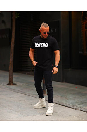 Legend Baskılı Rahat Kalıp %100 Pamuklu T-shirt