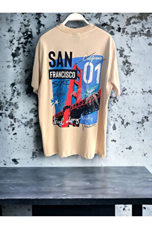 San Francisco Baskılı Oversize Pamuklu T-shirt