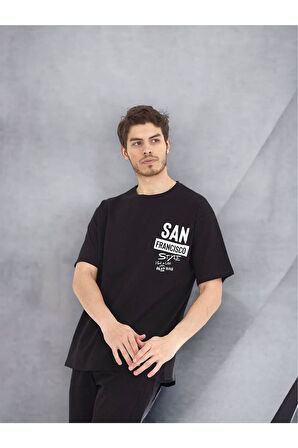 San Francisco Baskılı Oversize Pamuklu T-shirt