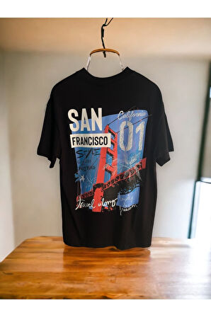 San Francisco Baskılı Oversize Pamuklu T-shirt