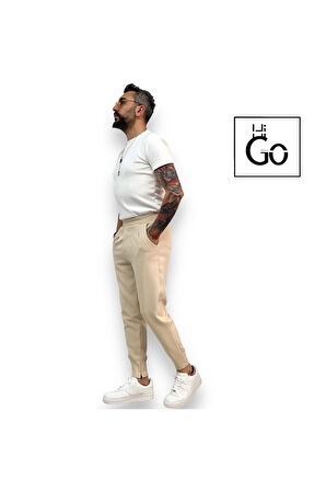 Paçası Fermuarlı Pileli Erkek Jogger Pantolon