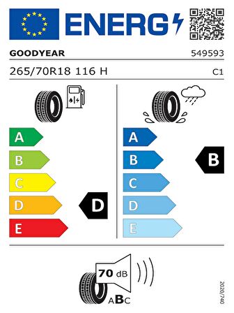 Goodyear 265/70R18 116H Effıcıentgrıp SUV Oto Yaz Lastiği (Üretim Yılı: 2018)