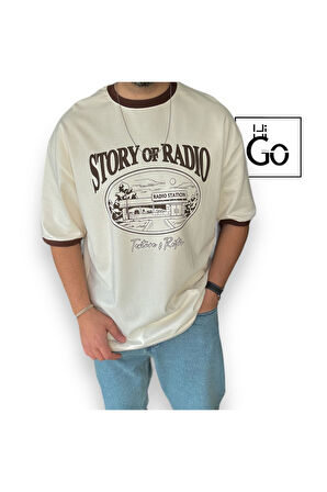 Radio Station Baskılı Oversize T-Shirt