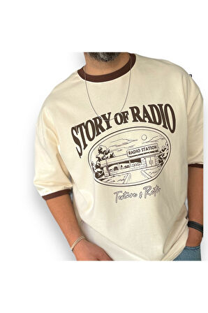 Radio Station Baskılı Oversize T-Shirt