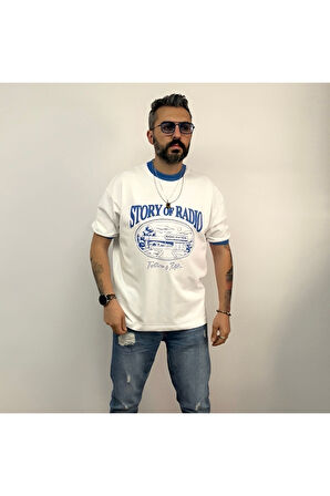 Radio Station Baskılı Oversize T-Shirt