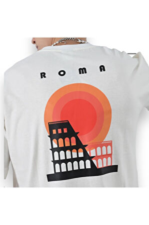 Roma Baskılı Oversize T-Shirt