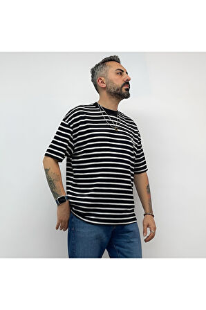 Royal Club Yazılı Çizgili Oversize T-Shirt