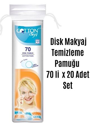 Disk Makyaj Temizleme Pamuğu 70 Li x 20 Adet Set,Disk Pamuk,Cotton Soft