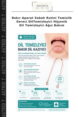 Bakır Aparat Sabah Rutini Temizlik Gereci DilTemizleyici Hijyenik Dil Temizleyici Ağız Bakım