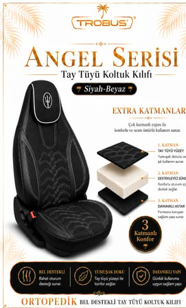 Chery Omoda 5 2023 ve Sonrası Uyumlu Angel Serisi Tay Tüyü Koltuk Kılıfı Siyah Beyaz