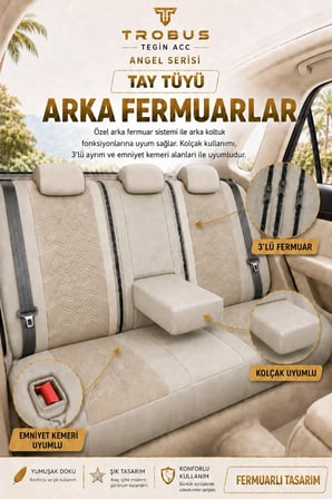 Honda Civic FD6 Kasa 2006-2011 Uyumlu Angel Serisi Tay Tüyü Koltuk Kılıfı Bej