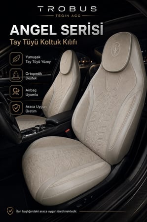 Honda Civic FC5 Kasa 2016-2021 Uyumlu Angel Serisi Tay Tüyü Koltuk Kılıfı Bej