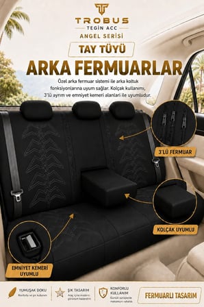 Mercedes GLA Serisi 2014 ve Sonrası Uyumlu Angel Serisi Tay Tüyü Koltuk Kılıfı Siyah Beyaz