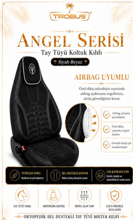 Suzuki Swift 2005 ve Sonrası Uyumlu Angel Serisi Tay Tüyü Koltuk Kılıfı Siyah Beyaz