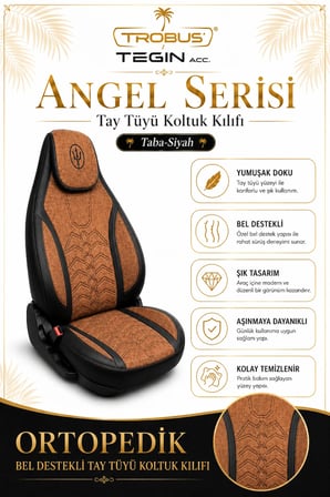 Toyota Camry 2012 ve Sonrası Uyumlu Angel Serisi Tay Tüyü Koltuk Kılıfı Taba Siyah