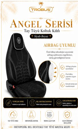 Volkswagen Polo 2009 ve Sonrası Uyumlu Angel Serisi Tay Tüyü Koltuk Kılıfı Siyah Beyaz