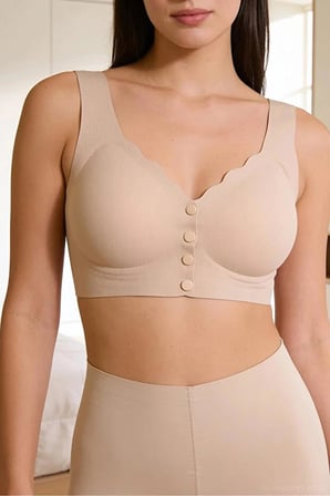 Bolero Lazer Kesim Dikişsiz Önden Çıtçıtlı Destekleyici Sütyen Ten Rengi