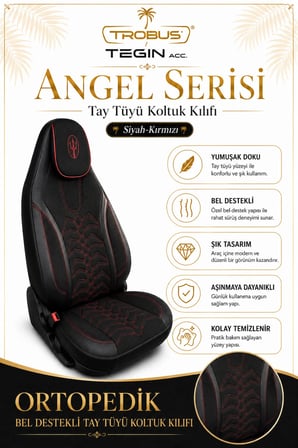 Kia Picanto 2004 ve Sonrası Uyumlu Angel Serisi Tay Tüyü Koltuk Kılıfı Siyah Kırmızı