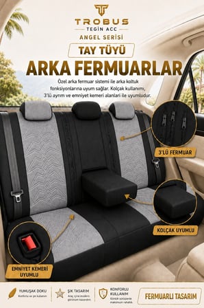Citroen C4 2020 ve Sonrası Uyumlu Angel Serisi Tay Tüyü Koltuk Kılıfı Gri Siyah