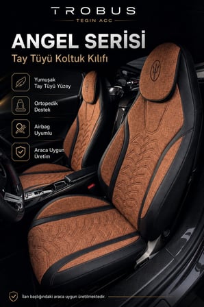 Cupra Formentor 2020 ve Sonrası Uyumlu Angel Serisi Tay Tüyü Koltuk Kılıfı Taba Siyah