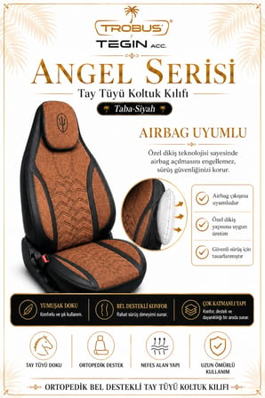 Toyota Camry 2002 ve Sonrası Uyumlu Angel Serisi Tay Tüyü Koltuk Kılıfı Taba Siyah