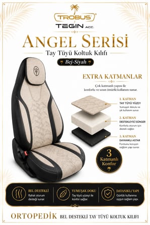Toyota Camry 2012 ve Sonrası Uyumlu Angel Serisi Tay Tüyü Koltuk Kılıfı Bej Siyah