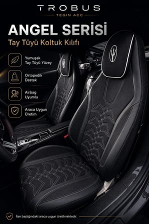 Toyota Camry 2012 ve Sonrası Uyumlu Angel Serisi Tay Tüyü Koltuk Kılıfı Siyah Beyaz