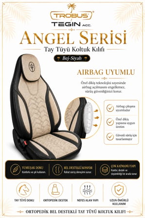 Renault Taliant 2021 ve Sonrası Uyumlu Angel Serisi Tay Tüyü Koltuk Kılıfı Bej Siyah